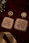 Buy_Tizora_Gold Plated Embroidery, Beads Dangler Earrings _Online_at_Aza_Fashions