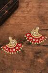Tizora_Gold Plated Metallic Thread, Diamonds Peacock Shape Stud Earrings _Online_at_Aza_Fashions