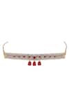 Tizora_Gold Plated Red Beads Studded Choker Set _Online_at_Aza_Fashions