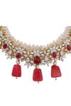 Shop_Tizora_Gold Plated Red Beads Studded Choker Set _Online_at_Aza_Fashions