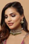 Buy_Tizora_White Pearls, Beads Kundan Choker Set _at_Aza_Fashions