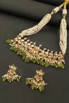 Tizora_White Pearls, Beads Kundan Choker Set _Online_at_Aza_Fashions