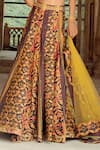Swati Vijaivargie_Green Net, Chanderi Silk V Neck Patchwork Lehenga Set _at_Aza_Fashions