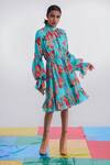 Buy_Interpret_Blue Cotton Silk Ula Printed Dress_at_Aza_Fashions