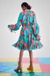 Shop_Interpret_Blue Cotton Silk Ula Printed Dress_at_Aza_Fashions