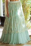 Shop_Basanti - Kapde Aur Koffee_Blue Georgette Embroidery Halter Sequin Embellished Bridal Lehenga Set _Online_at_Aza_Fashions