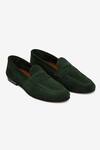 Shop_Bridlen_Green Suede Penny Loafers _at_Aza_Fashions