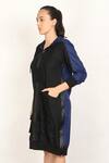Buy_I Am Trouble By KC_Black Modal Rayon Twill V Neck Hoodie Midi Dress_at_Aza_Fashions