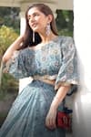 Shop_Seeaash_Blue Lehenga Organza And Blouse Lurex Print & Embroidery Bahaar Set _at_Aza_Fashions