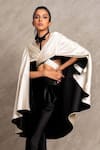 Buy_Chillosophy_Beige Satin Overlap Asymmetric Batwing Cape  _at_Aza_Fashions