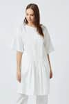 Buy_Doodlage_White Upcycled Cotton Round Pintuck Tunic _at_Aza_Fashions