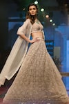 Buy_Ridhi Mehra_White Net V Neck Embroidered Bridal Lehenga Set _at_Aza_Fashions