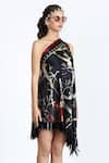 Buy_Shivan & Narresh_Black Silk Satin Printed Dress_at_Aza_Fashions