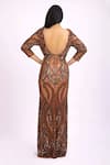 Shop Ambrosia Brown V Neck Embroidered Fish Cut Gown at Aza Fashions Shop_Ambrosia_Brown V Neck Embroidered Fish Cut Gown_at_Aza_Fashions