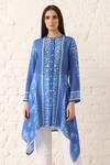 Buy_Namrata Joshipura_Blue Crepe Round Printed Tunic _at_Aza_Fashions
