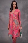 Shop_Ridhi Mehra_Fuchsia Chanderi Printed Paisley And Floral Emery Kurta & Pant Set  _Online_at_Aza_Fashions