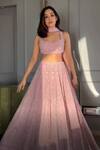 Shop_Varun Chakkilam_Pink Silk Organza Embroidered Lehenga Set_at_Aza_Fashions
