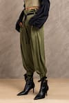 Chillosophy_Green Japanese Satin High Waist Pants  _Online_at_Aza_Fashions