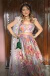 Shop_Payal Singhal_Multi Color Dupion Silk Printed African Sweetheart Neck Layered Lehenga Set _at_Aza_Fashions