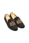 Buy_Domani_Black Handcrafted Velvet Loafers _at_Aza_Fashions