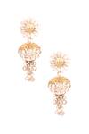 Buy_Sangeeta Boochra_Gold Plated Stones Floral Motif Drop Earrings _at_Aza_Fashions