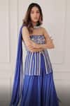 Label Sanya Gulati_Blue Georgette Lining Shantoon Cutdana Kurta Palazzo Set _at_Aza_Fashions