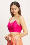 Buy_Shagna Fashion_Pink Silk Halter Neck Blouse _at_Aza_Fashions