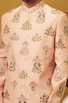 Shop_Varun Bahl_Peach Silk, Modal Dupion Embroidered Sherwani And Kurta Set _Online_at_Aza_Fashions