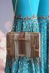 Buy_Bhavna Kumar_Multi Color Embroidery Tassel Box Clutch With Sling _at_Aza_Fashions