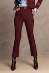 Chillosophy_Maroon European Crepe Lining Silk Straight Cut Pants  _Online_at_Aza_Fashions