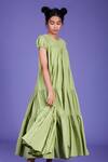 Buy_MATI_Green Handwoven Tiered Dress_at_Aza_Fashions