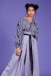 Buy_MATI_Blue Cotton Striped Pant Set_at_Aza_Fashions