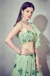 Silky Bindra_Green Organza, Shantoon Sweetheart Neck Embroidered Lehenga Set _at_Aza_Fashions