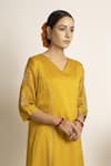 Rashi Jain_Yellow Chanderi Zahira Kurta And Pant Set _Online_at_Aza_Fashions