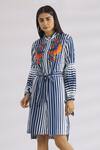 Buy MR. Ajay Kumar Blue Cotton Stand Collar Striped Shirt Dress at Aza Fashions Buy_MR. Ajay Kumar_Blue Cotton Stand Collar Striped Shirt Dress _at_Aza_Fashions