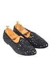 Buy_Domani_Black Handcrafted Velvet Sequin Juttis _at_Aza_Fashions