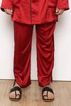 Shop_Arjuun Kilachand_Red Silk Lounge Shirt And Pant Set _Online_at_Aza_Fashions