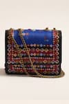 Buy_The Garnish Company_Blue Beads, Mirrors Abha Printed Sling Bag _at_Aza_Fashions