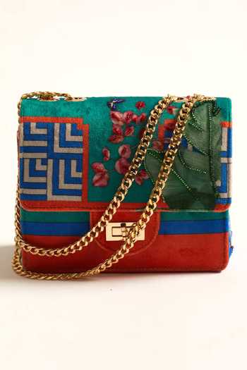 Buy_The Garnish Company_Blue Beads, Embroidery Hama Printed Sling Bag _at_Aza_Fashions