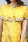 Shop_I am Design_Yellow Linen Satin Round Cape Dress _Online_at_Aza_Fashions