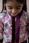 Thetaa_Wine Habutai Silk Print Stripe Bomber Jacket _at_Aza_Fashions