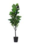 Shop_H2H_Green Polyester And Plastic Fiddle Leaf Artificial Plant _at_Aza_Fashions