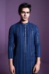 Contrast By Parth_Blue Georgette Embroidered Chikankari Embellished Kurta With Pant _Online_at_Aza_Fashions