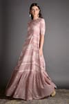 Buy_Sahil Kochhar_Pink Cotton Silk Round Lezha Handcrafted Maxi Dress  _at_Aza_Fashions