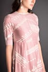 Buy_Sahil Kochhar_Pink Cotton Silk Round Lezha Handcrafted Maxi Dress  _Online_at_Aza_Fashions