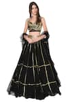 Buy_Mani Bhatia_Black Embroidered Lehenga Set With Cape _Online_at_Aza_Fashions