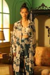 Buy_Koai_White Chanderi Open Floral Print Jacket _at_Aza_Fashions