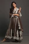 Buy_Heena Kochhar_Brown Chanderi Anarkali Set_at_Aza_Fashions