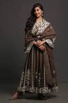 Heena Kochhar_Brown Chanderi Anarkali Set_Online_at_Aza_Fashions