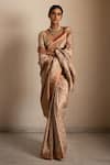 Priyanka Raajiv_Beige Silk Brocade Banarasi Woven Thread Saree _Online_at_Aza_Fashions
